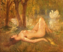 İbrahim Çallı - Kadın ve Kuğu, 48x60, 1922